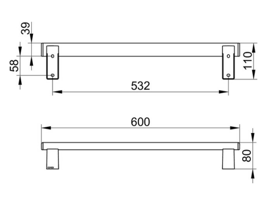 Поручень для горизонтального или вертикального монтажа KEUCO AXESS 35001 010600 600 мм, цвет Хром
