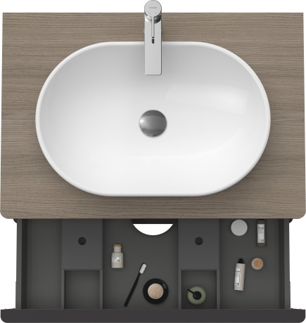 Тумба подвесная под раковину DURAVIT D-Neo DE496703535 800 мм х 550 мм, с консолью, с двумя выдвижными ящиками, дуб терра