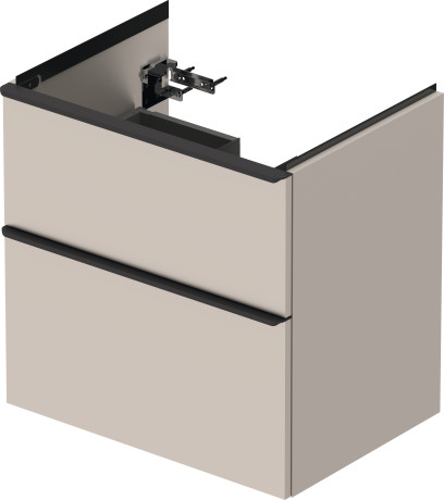 Тумба подвесная под раковину DURAVIT D-Neo DE435409191 634 мм х 452 мм, с выдвижным ящиком и выдвижным отделением, серо-коричневый матовый