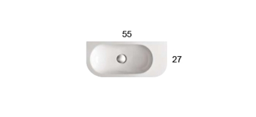Раковина подвесная GLOBO FORTY3 SCT55BI 550х120х270 мм, без отверстия под смеситель, без перелива, белый глянцевый