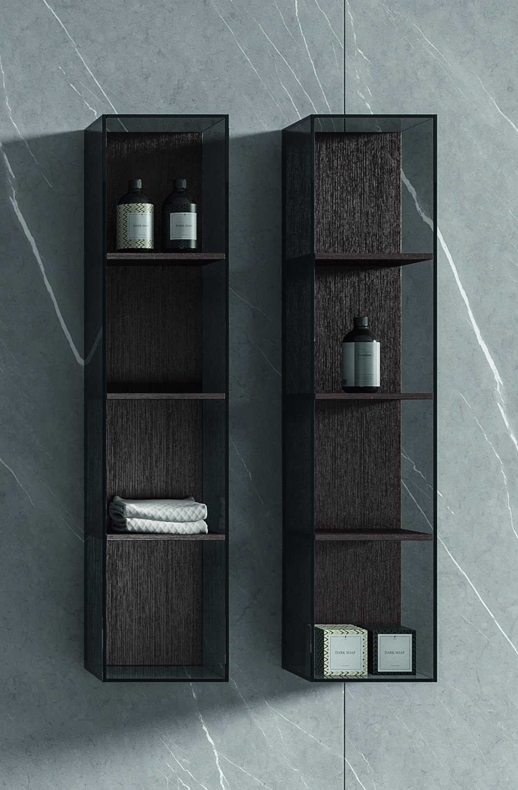 Комплект мебели BMT IKON  IK-09   1050х2000х502 мм с консолью, раковиной, полками и зеркалом, цвет Termocotto Walnut