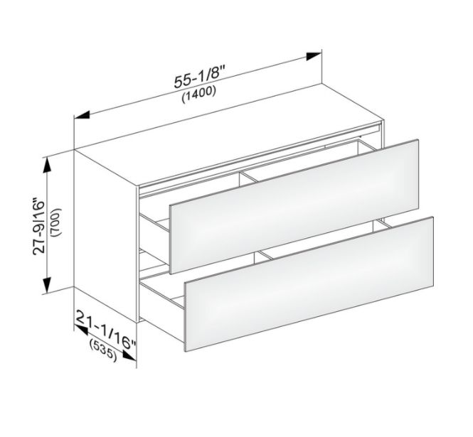 Тумба боковая подвесная KEUCO EDITION 11 31327 140100 с двумя выдвижными фронтами, с внутренней светодиодной подсветкой, корпус матовый лак/фасад глянцевое стекло, трюфель