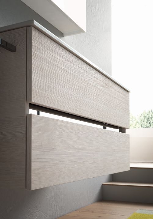 Тумба подвесная для раковины BMT MOON 932 106 MEF 01 261  1050х486х500 мм, c двумя выдвижными ящиками, цвет Rovere Tortora