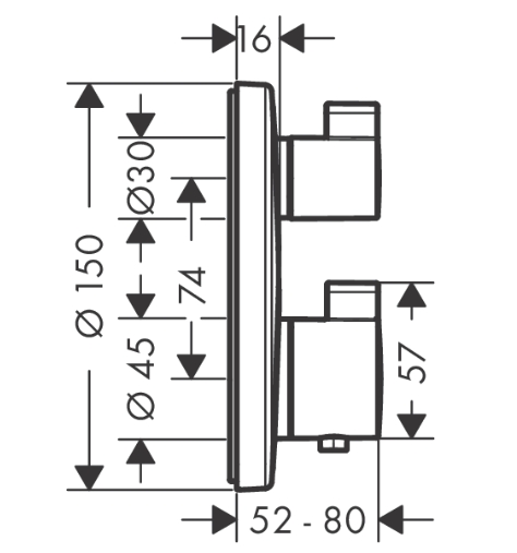 Круглая наружная часть термостата Hansgrohe Ecostat S 15758140 2 потребителя, Цвет шлифованная бронза