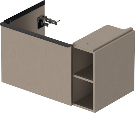 Тумба подвесная под раковину DURAVIT D-Neo DE425807575 784 мм х 452 мм, с выдвижным ящиком и открытой боковой полкой, лён