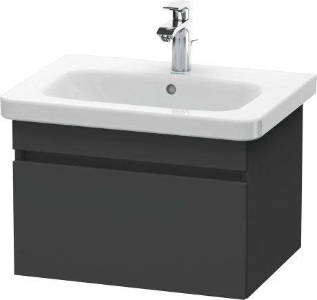 Тумба подвесная под раковину Duravit DuraStyle DS638004949 с одним выдвижным ящиком, графит матовый