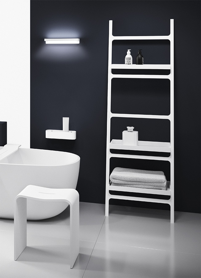 Душевая полочка-контейнер DECOR WALTHER  STONE DCT30   0973864   7 X 30 X 10 см, искусственный камень Solid Surface, цвет черный матовый/хром