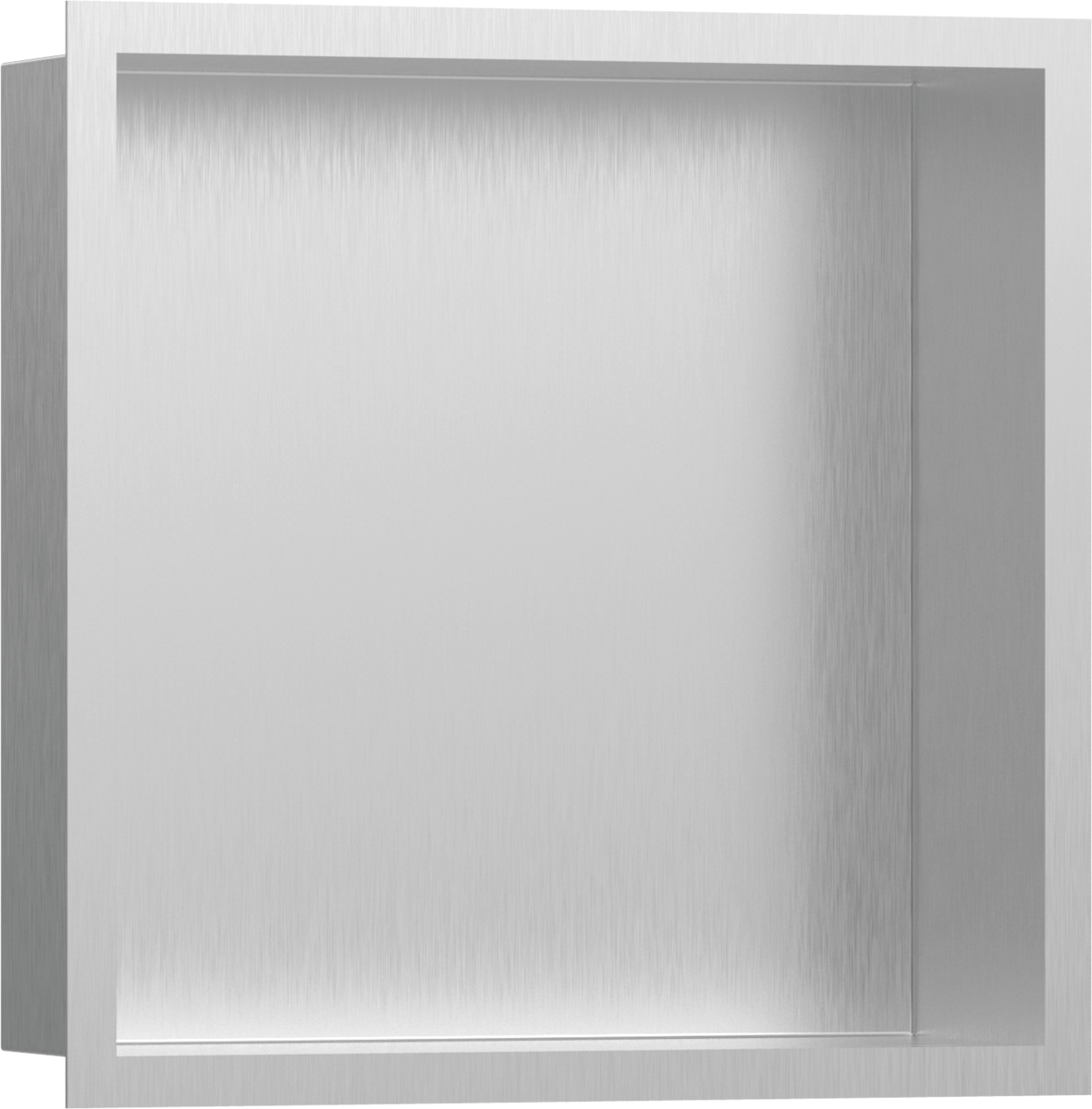 Настенный короб HANSGROHE XtraStoris Individual 56097800 с дизайнерской рамой, 300 мм х 300 мм х 100 мм, полированная сталь/полированная сталь