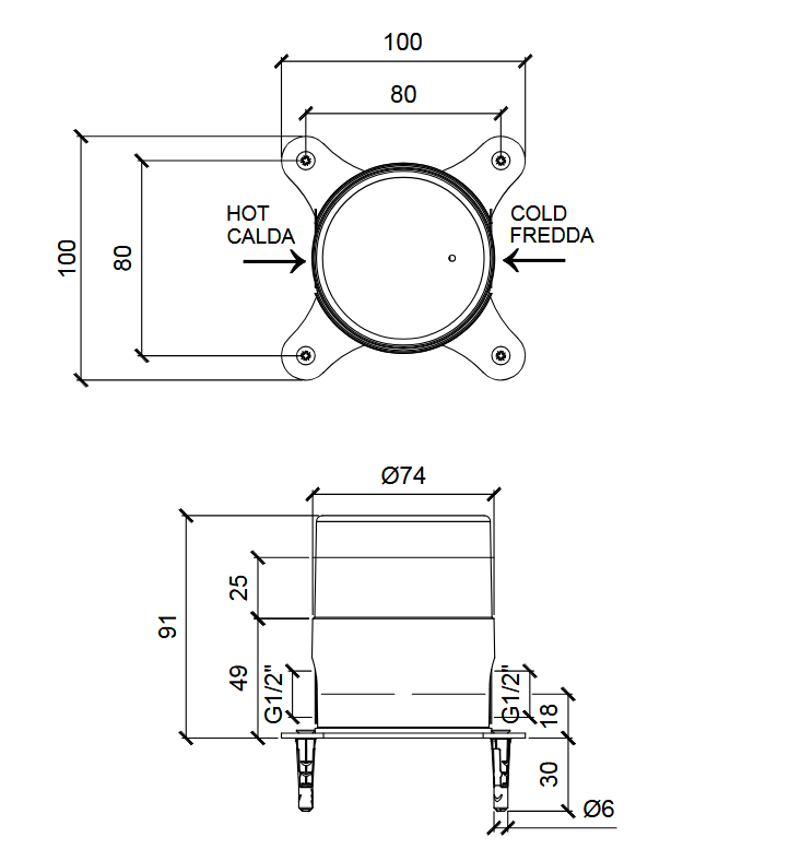 Встраиваемая часть напольного смесителя для раковины ALMAR WASH BASIN E134012 для E214007.хх