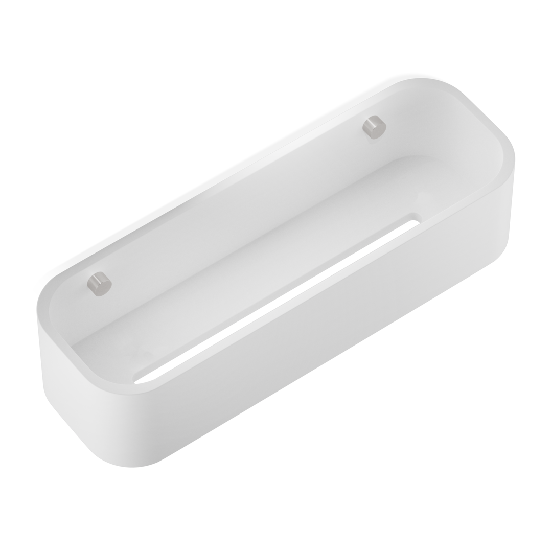 Душевая полочка-контейнер DECOR WALTHER (STONE DCT30) 0973855,  7 X 30 X 10 см, искусственный камень Solid Surface, цвет белый матовый/сталь матовая