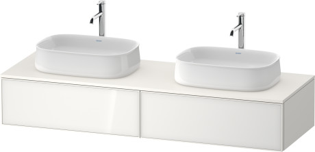 Тумба подвесная под две раковины DURAVIT ZENCHA ZE4815B64840000 550 мм х 1600 мм х 281 мм, с 2 выдвижными ящиками, белое стекло/белый суперматовый