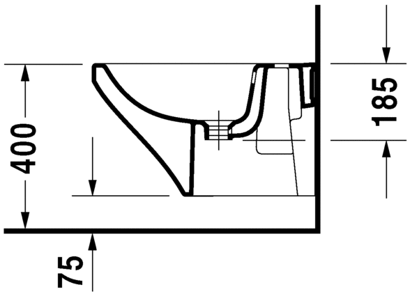 Подвесное биде Duravit DuraStyle 2287150000 с переливом, с креплением, белое