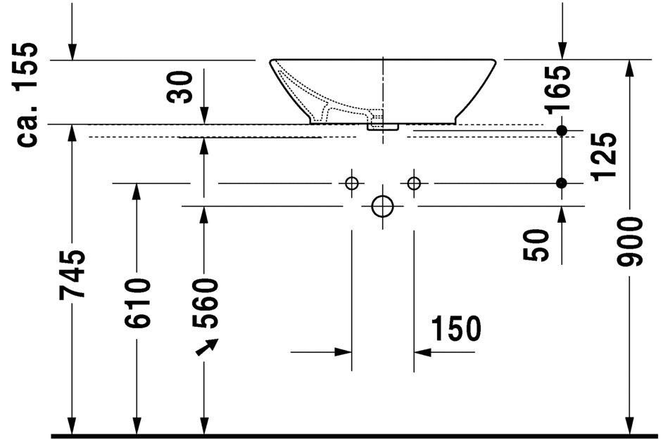 Раковина встраиваемая сверху  Duravit Bacino 0334520000 55х42 см