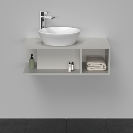 Тумба подвесная под раковину DURAVIT D-Neo DE491800707 800 мм х 480 мм, с консолью, с открытой полкой справа, бетонно-серый матовый