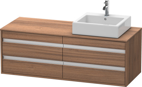 Тумба подвесная под раковину Duravit Ketho KT6657R7979 с четырмя выдвижными ящиками, орех натуральный