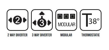 Внешняя часть термостата на 2-3 потребителя ALMAR Modular E180133.CR c выводом, шлангом и ручным душем, цвет Хром
