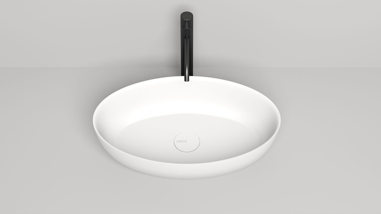 Раковина накладная овальная SALINI ALDA 01 110621M 580х350х150мм, S-Stone, без донного клапана, цвет Белый матовый