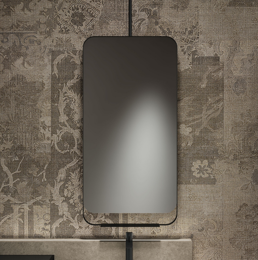 Комплект мебели BMT BLEUS 4.0  BL4-10   1150х2100х495 мм тумба с раковиной, зеркало и шкаф, цвет Bianco Opaco/Burnt Walnut/Nero Opaco