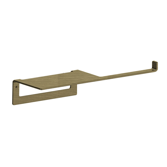 Держатель туалетной бумаги с полочкой ALMAR Showers Accessories E317000.HB316   нержавеющая сталь 316 PVD цвет Латунь брашированная