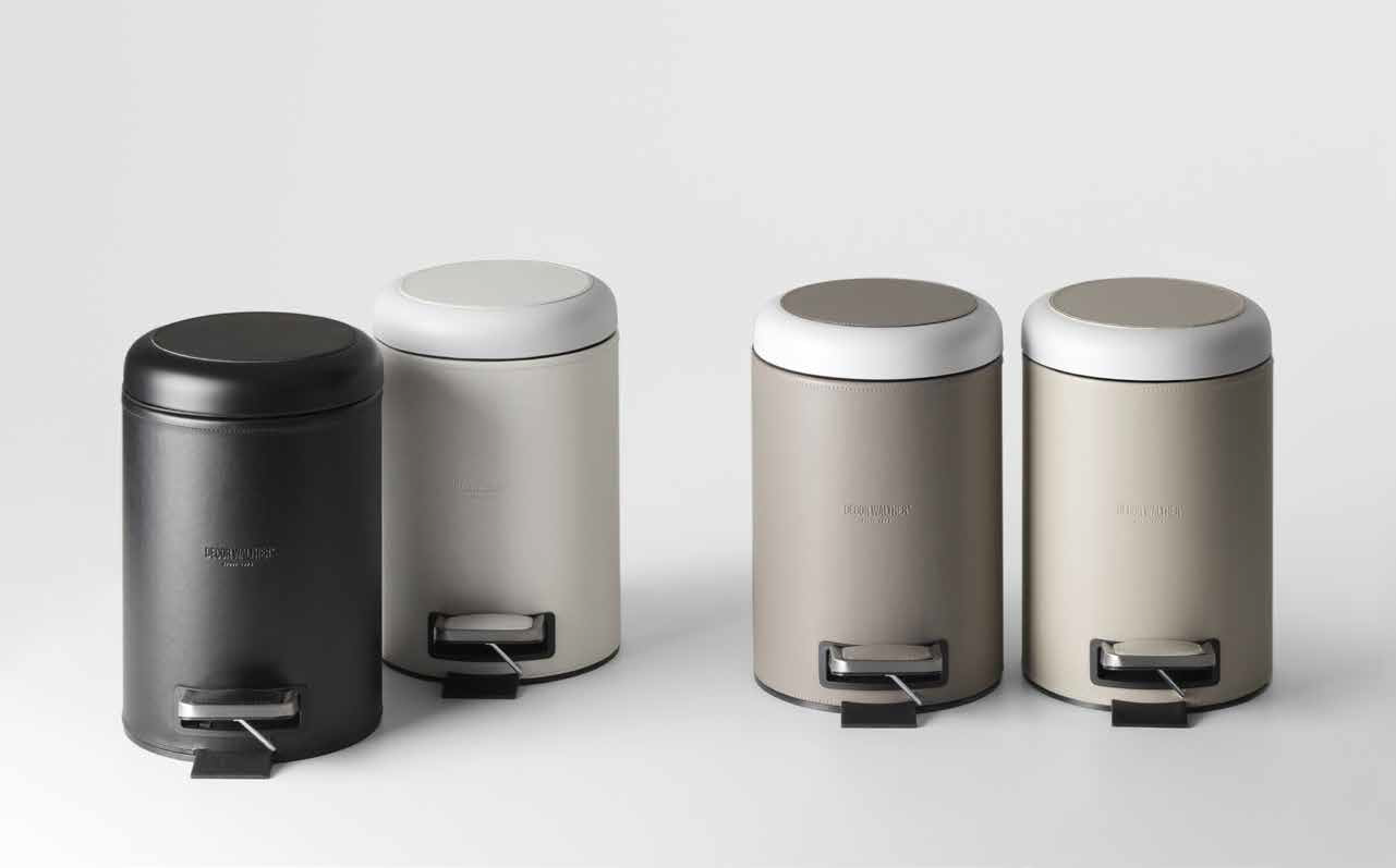 Ведро для мусора с крышкой и педалью, DECOR WALTHER  Brownie TE  0939560    26 x 17 x 24 см, отделка искусственная кожа, цвет: черный матовый