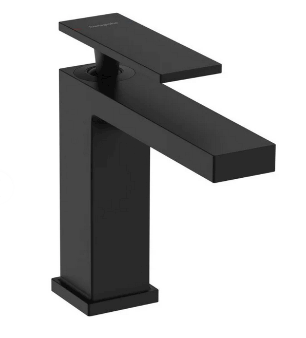 Однорычажный смеситель для раковины HANSGROHE Tecturis E 73010670 110 мм, со сливным гарнитуром, цвет Чёрный матовый