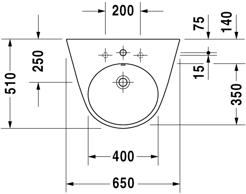 Раковина подвесная Duravit Starck 2 2323650000 65х51см