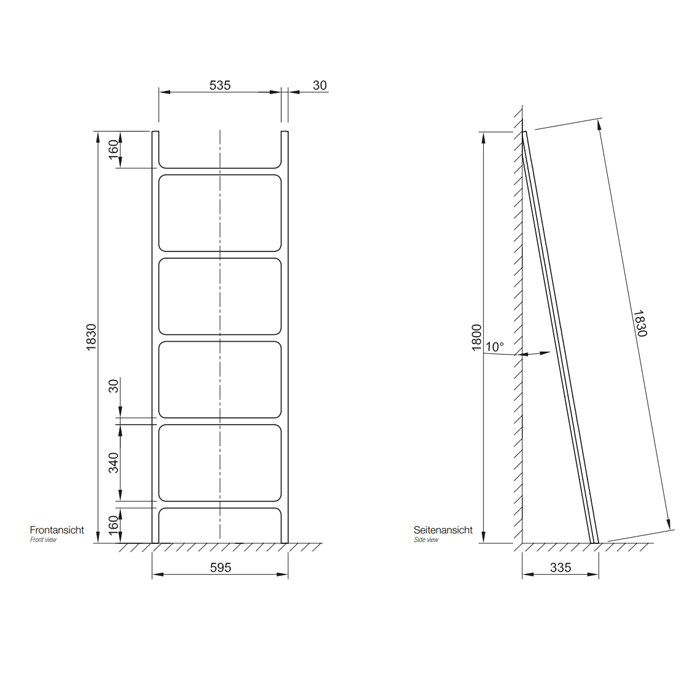 Полотенцедержатель-лестница  напольный  DECOR WALTHER  STONE HTLA   0932050  180 X 60 X 34 см, 5 перекладин, 3 полочки, материал Solid Surface, цвет  белый матовый