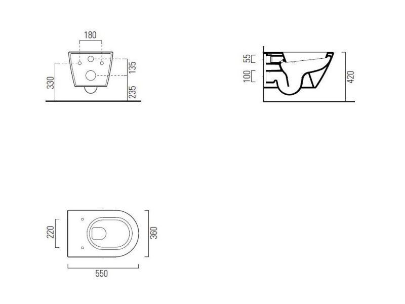 Унитаз подвесной безободковый GSI NORM 861511 360 мм х 550 мм, без крепления, белый глянцевый
