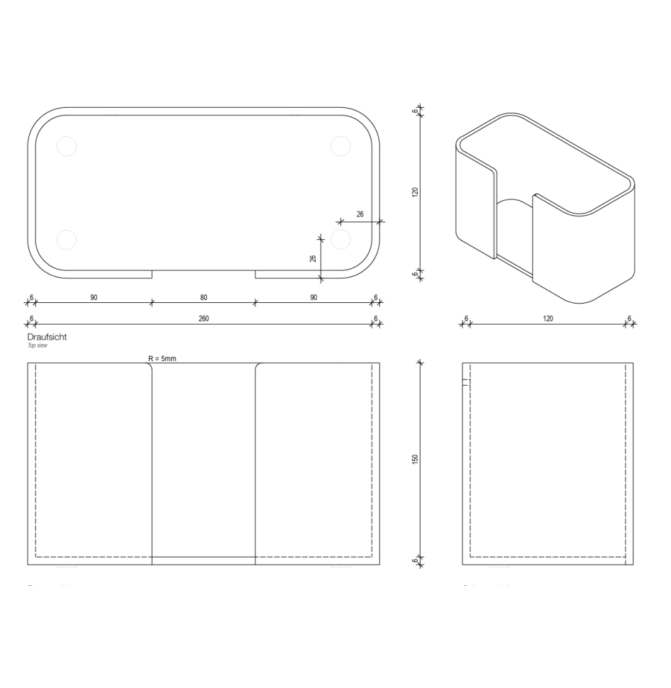 Контейнер для бумажных и гостевых полотенец, настольный DECOR WALTHER  STONE SPTB  0974160    16 X27 X13 см, из Solid Surface, черный матовый