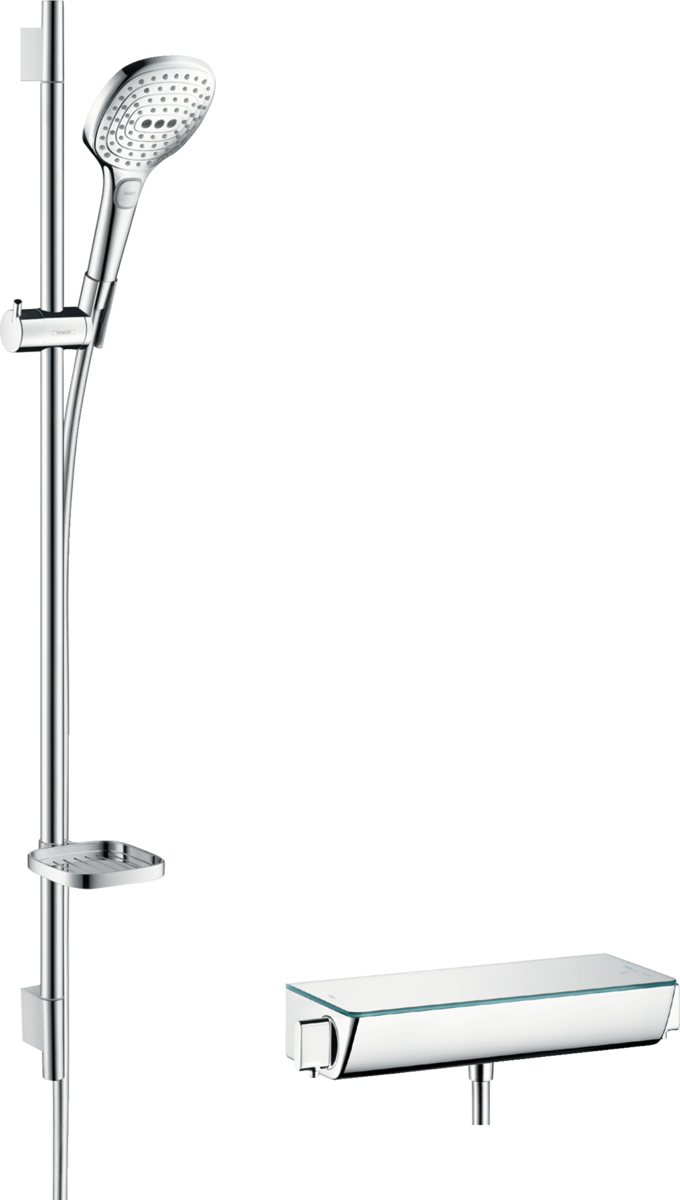 Душевой набор HANSGROHE Ecostat Select 27039400 с термостатом, ручным душем, штангой, Хром/Белый