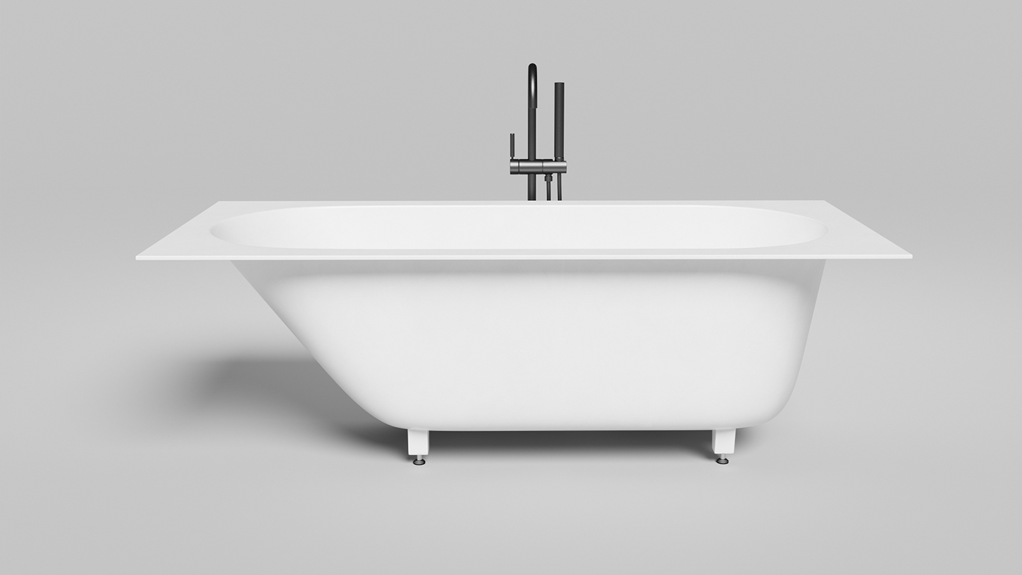 Встраиваемая овальная ванна SALINI ORNELLA KIT 102423M 700х1690х600 мм, S-Stone, регулируемые ножки, донный клапан "Click-Clack", сифон, интегрированный слив-перелив, цвет Белый матовый