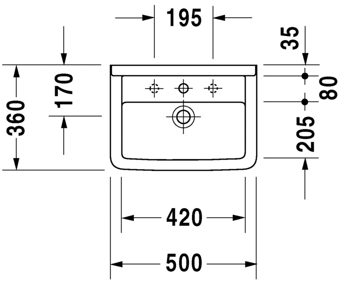 Раковина подвесная Duravit Strack 3 0300500000 50х36 см