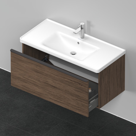 Тумба подвесная под раковину DURAVIT D-Neo DE425602121 984 мм х 452 мм, с одним выдвижным ящиком, орех тёмный
