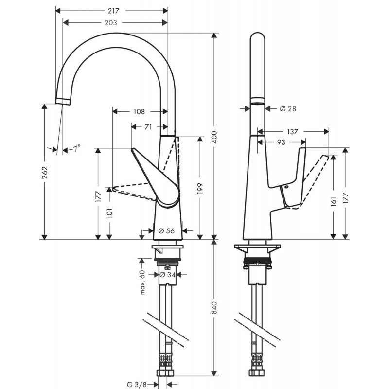 Смеситель для кухни Hansgrohe Talis M51 73855800 Под сталь