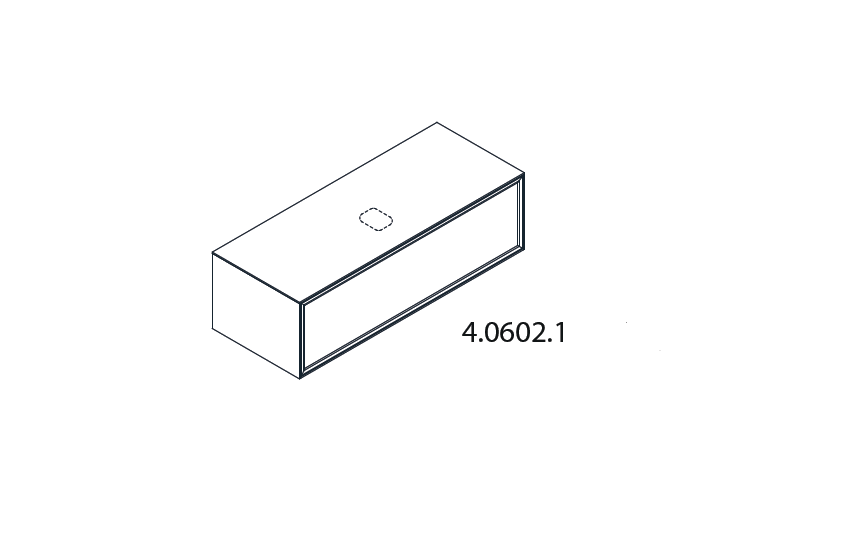 Тумба подвесная под раковину  Laufen  The  New Classic   4.0602.1.085.627.1, 118 см, 1 ящик,  вырез в центре  для раковины-чаши  8.1285.2/3,  серый матовый лак