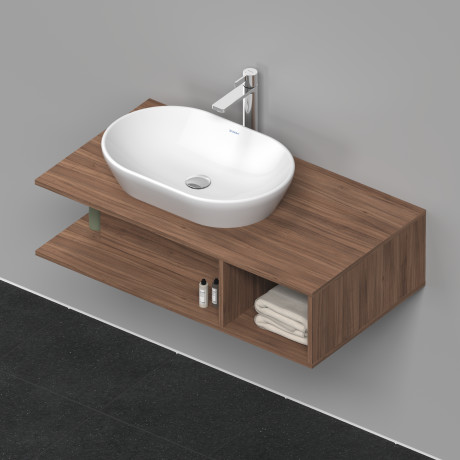 Тумба подвесная под раковину слева DURAVIT D-Neo DE492907979 1000 мм х 550 мм, с открытой боковой полкой справа и консолью, орех натуральный