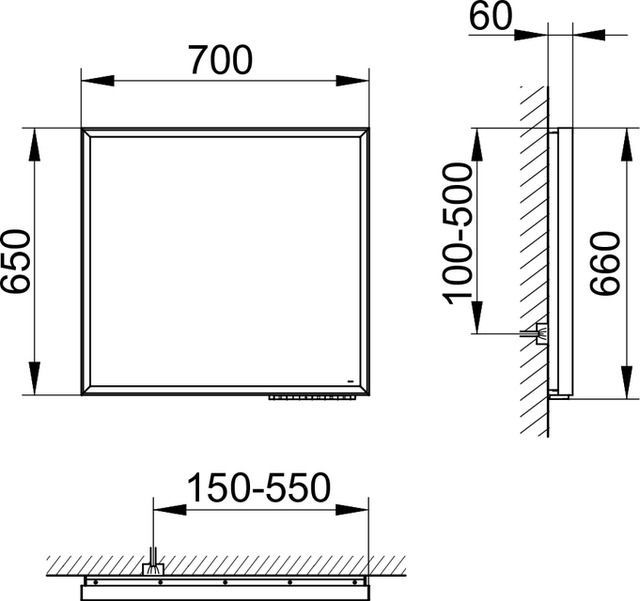 Зеркало с подсветкой и подогревом KEUCO Royal Lumos 14598 132000 60х700х650 мм, цвет Алюминий чёрный