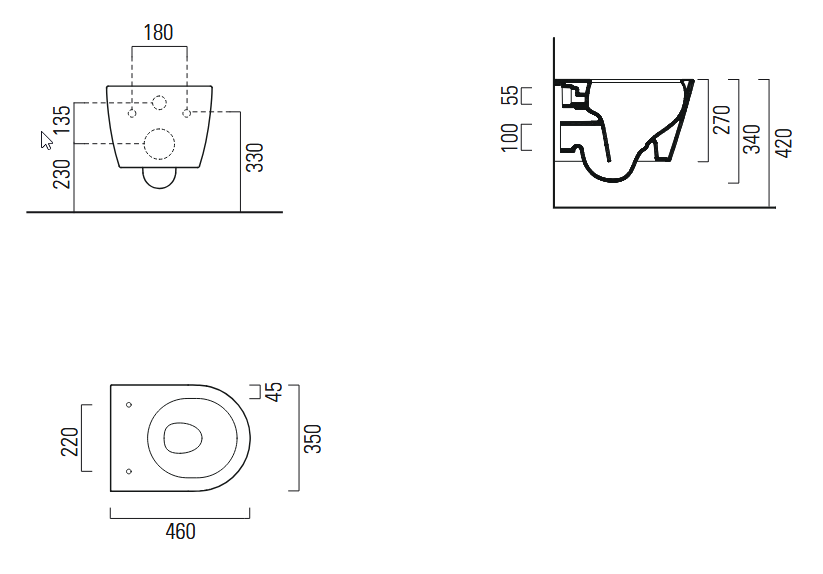 Унитаз подвесной GSI PURA 8802FR211 460 мм х 350 мм, Swirlflush, с крепежом, белый глянцевый (старый артикул 880211)