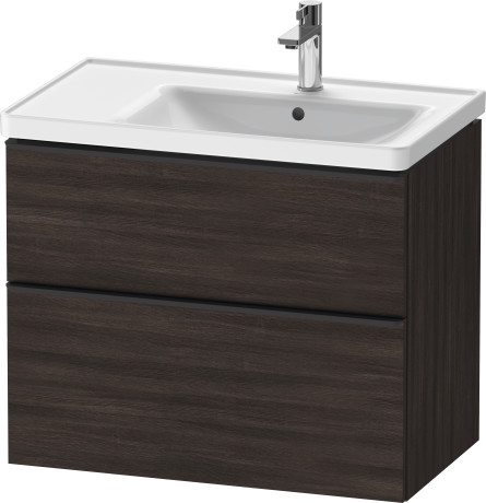 Тумба подвесная под раковину DURAVIT D-Neo DE435805353 784 мм х 452 мм, с выдвижным ящиком и выдвижным отделением, каштан тёмный