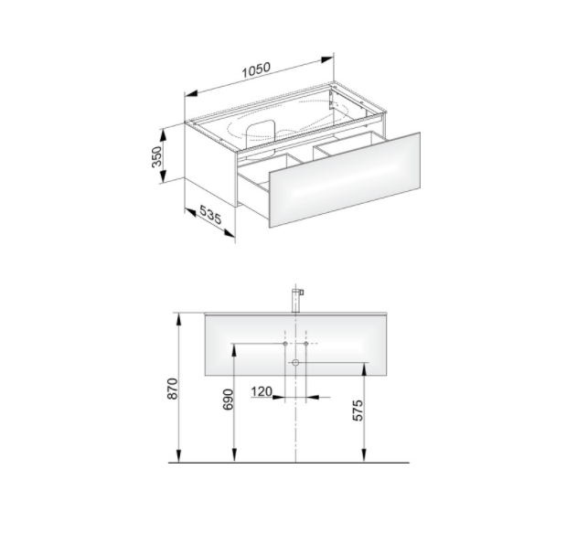 Тумба подвесная под раковину KEUCO EDITION 11 31351 210000 с одним выдвижным фронтом, корпус/фасад глянцевый лак, белая
