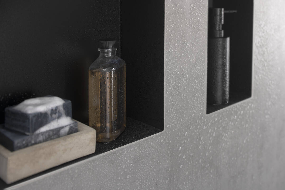 Настенный короб HANSGROHE XtraStoris Minimalistic 56073670 с открытой рамой 300 мм х 300 мм х 100 мм, матовый чёрный