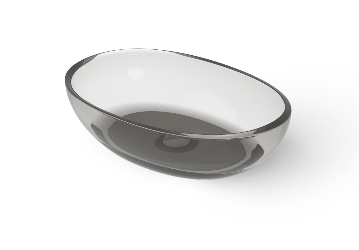 Раковина накладная DEA DESIGN  Countertop basin  DD9077 600 R4    600х400хh145/155 мм, из полимера Glasstech, д/клапан хром, цвет Smoky Black R4