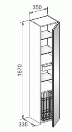 Высокий шкаф-пенал Keuco Royal Reflex  34031 130002 корпус матовый лак/фасад стекло титан