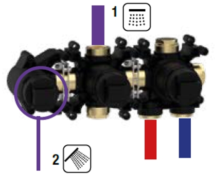 Встраиваемая внутренняя часть термостата ALMAR Modular E176903 на 2 потребителя и модуль ручного душа, для арт. E180183 и E180133, цвет Чёрный