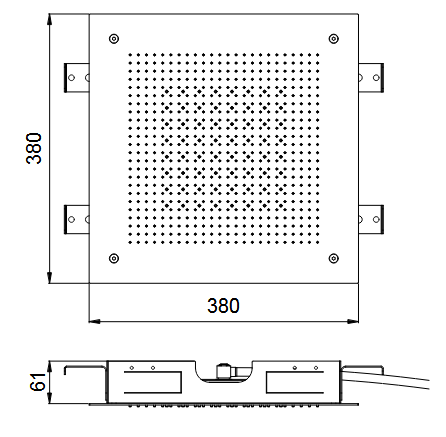 Встраиваемый потолочный верхний душ ALMAR VELVET RAIN E044282.MS 380 мм х 380 мм, из нержавеющей стали, цвет Stainless Steel Mirror
