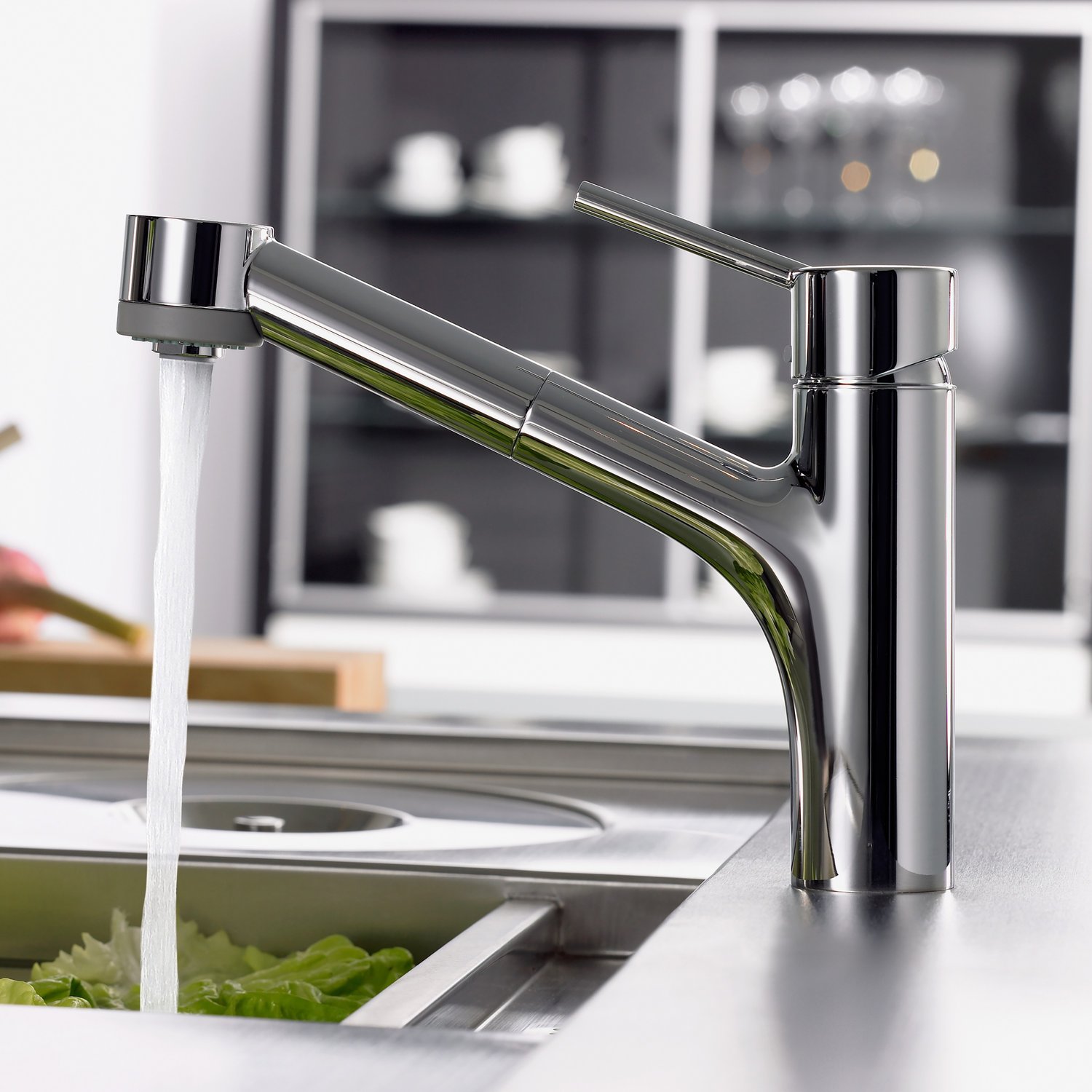 Смеситель для кухни однорычажный с выдвижным душем 2jet HANSGROHE Talis M52 32845000 с Eco, с рычаговой рукояткой, цвет Хром