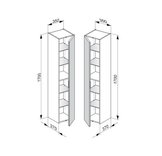 Шкаф - пенал высокий подвесной KEUCO EDITION 11 31330 210001 петли слева, 4 стеклянные полки, корпус/фасад глянцевый лак, белый