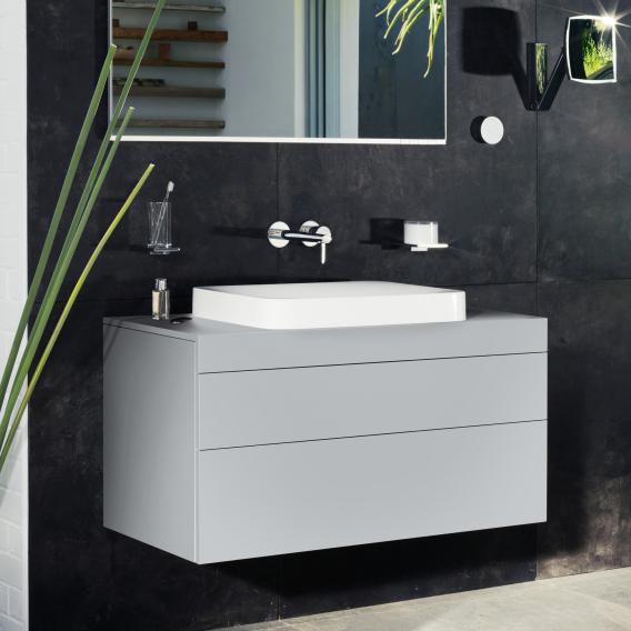 Тумба подвесная под раковину KEUCO EDITION 11 31571 390000 без отверстия под смеситель, с двумя выдвижными фронтами, корпус/фасад структурный лак, антрацит