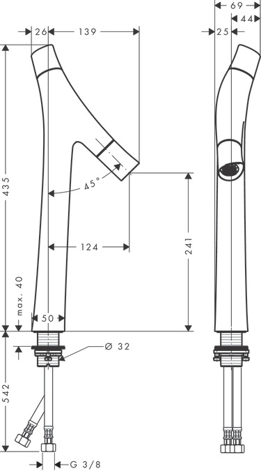 Смеситель для раковины AXOR Starck Organic 12013000 Хром