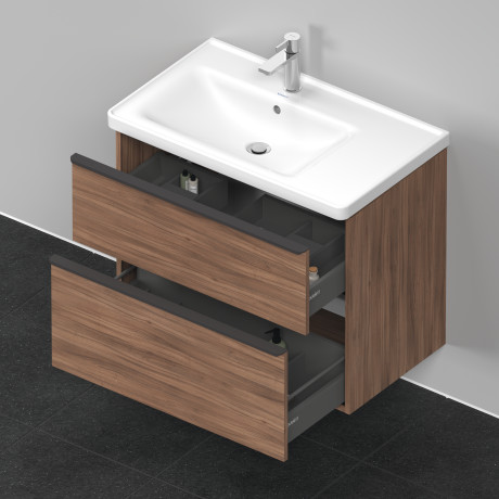 Тумба подвесная под раковину DURAVIT D-Neo DE435707979 784 мм х 452 мм, с выдвижным ящиком и выдвижным отделением, орех натуральный